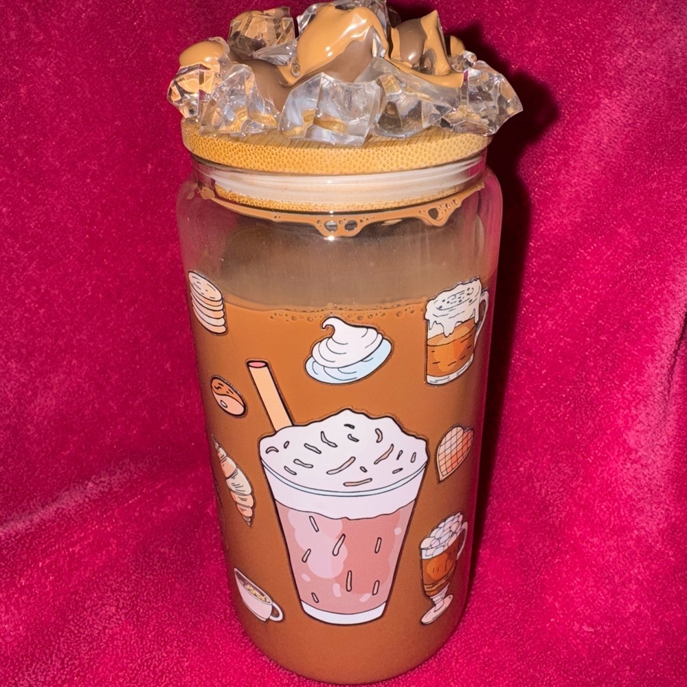 Cute Coffee-Themed Tumbler with Lid